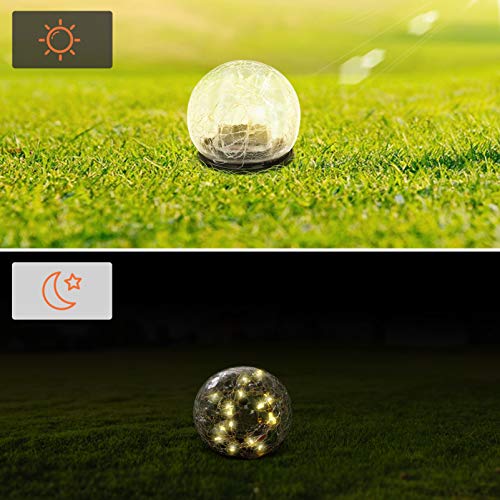 Uonlytech Luzes Solares de Jardim de Bola de Crackle Luzes de Decorativas Ao Ar Livre Luz Noturna de