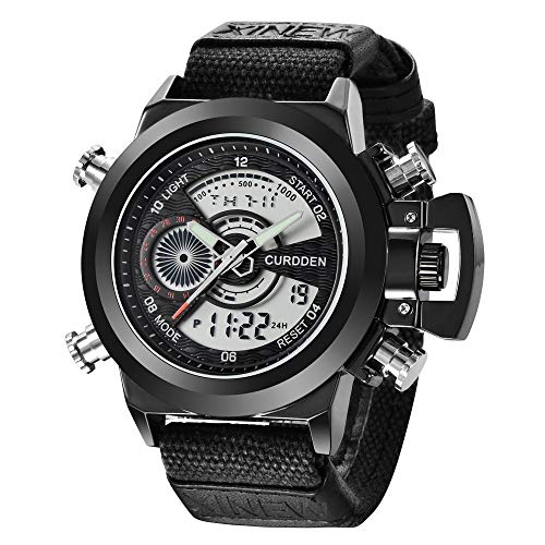 Montre à quartz pour homme et montre bracelet nylon noir classique et élégante
