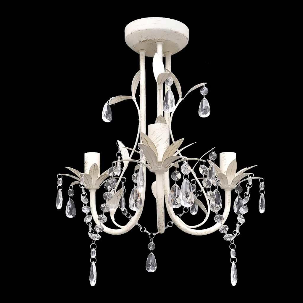 vidaXL Lámpara de Techo Colgante Araña de Cristal Elegante Blanco Iluminación