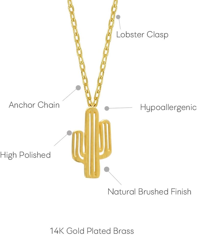 MUSTHAVE Together Cactus 18K Gold Plated Necklace With Message Card, Yellow and White Color, Anchor Chain, Best Gift Necklace, Size 16 inch + 2 inch Extender, Pendant, Gift Card - Image 3