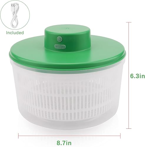 Miniatura 8 de Electric Salad Spinner 4L Large Capacity Fruit  Vegetable Strainer Spinner USB Rechargeable Vegetable Spinner Dryer with BPA Free Bowl Automatic