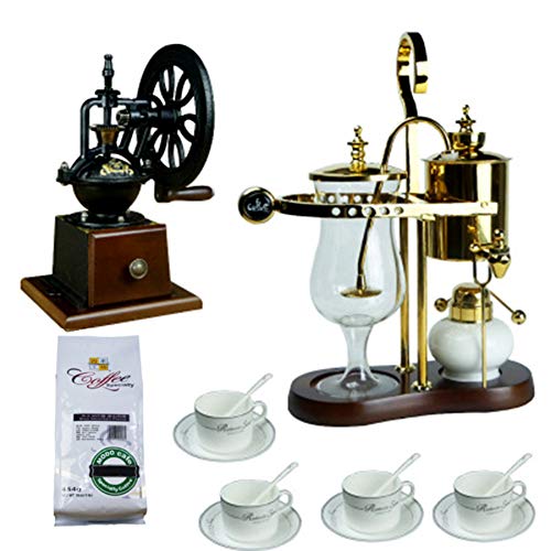 Siphon Kaffeekanne, Manuelle Kaffeemühle, Luxuriöses Belgien Royal Balancing Kaffeemaschine, Elegante Retro-Siphon Topf-Set, 4-5 Personen