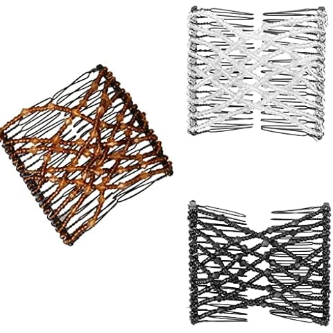 3Pcs Elegant Double Clips Hair Comb Crystal Beads Hair Combs DIY Stretchy Hair Accessories Combs for Women and Girls Cover