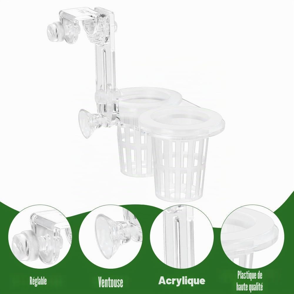 DONGKER Support pour Plantes D'aquarium,Support de Pothos Suspendu pour Aquarium,Plage Réglable en Hauteur de 5 cm pour Une Épaisseur de Paroi D'aquarium Jusqu'à 1,5cm