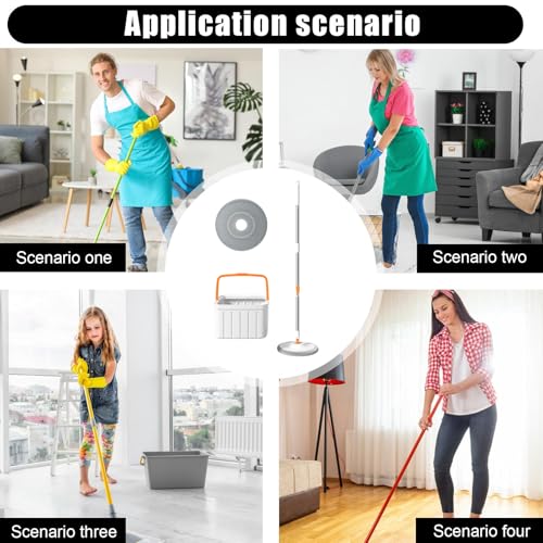 Vuggdt Wischmopp-Eimer-Set mit Auswringer, Wischeimer, Bodenreinigungssystem mit Auswringer, 2 Fächer, für Hotel, Fitnessstudio, Klassenzimmer, Keramikfliesen – Bild 5