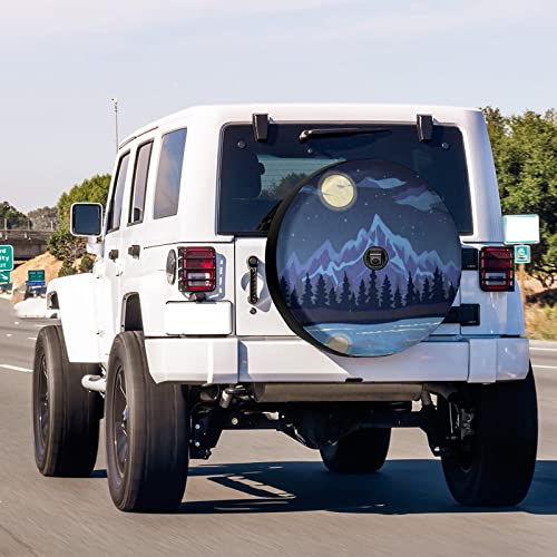 Image of Delerain Spare Tire Cover with Backup Camera Hole Mountain Night Wheel Covers Sun Protection Waterproof for Truck RV Trailer SUV and Many Vehicle (14 Inch for Diameter 23 inch-27 inch)