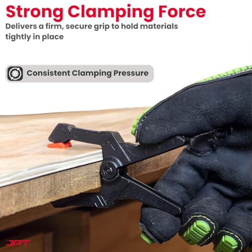 Image of JPT 3.5-Inch Heavy Duty Spring Clamp (PACK OF 4) | 45mm Clamping Capacity, High-Tension Steel Spring | One-Hand Quick Grip, Non-Slip Pads | Woodworking, Carpentry & DIY Clamp