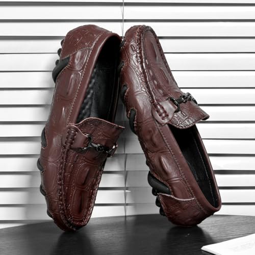 Men Slip On Loafers Alligator Printed Faux Leather Driving Shoes for Men Comfortable Non Slip Rubber Sole Lightweight Casual Business Office Shoes3