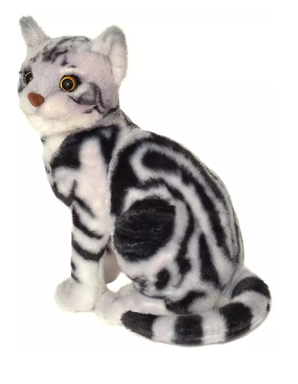 Tickles Sitting Cat Soft Stuffed Plush Animal Toy for Kids Birthday Gifts (Color: Grey & Black Size: 28 cm)