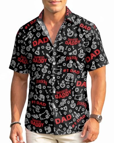 Image of 99TIMORO Fathers Funny Mens Hawaiian Shirt, Movie Button Down Short Sleeve Top, Father Day Summer Gifts