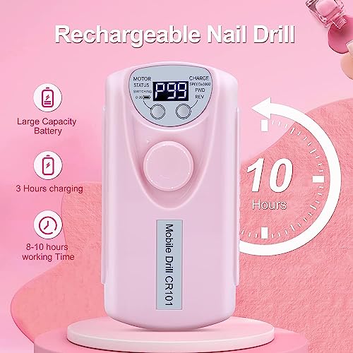 INOG Portable Rechargeable Nail Drill Machine Manicure Machine Electric Nail File Nail Art Tools Set for Nail Drill - Image 3