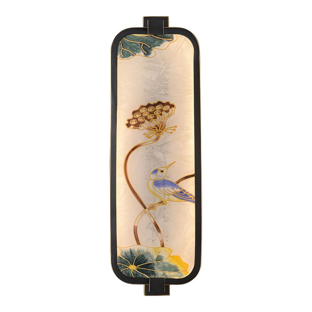 YNIYUJKL Wall Lamp, V-Intage Wall Light Stained Glass Wall Sconce Chinese Style Wall Lamp, Black Copper Indoor Lighting Fixture Living Room Decoration, Bedroom Bedside Wall