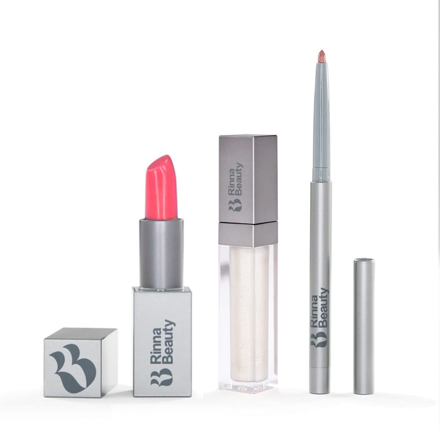 Rinna Beauty Icon Lip Kit - Amelia- All-in-one Lip Kit Includes Lipstick, Lip Gloss, Lip Liner - SWEET PINK look - Vegan, Long-lasting, Anti-aging & Moisturizing, Cruelty-Free - 1 each