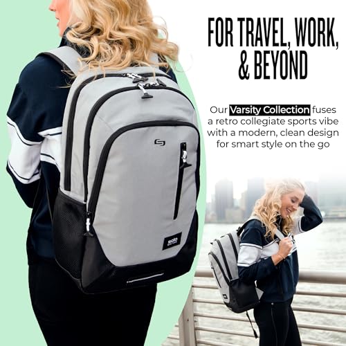 Solo New York Laptop Backpack for Women & Men -Carry On Bookbag for Travel & Work, Lightweight Bag, Side Mesh Pockets, Padded Straps, Fits 15.6" Computer - Region, Grey4