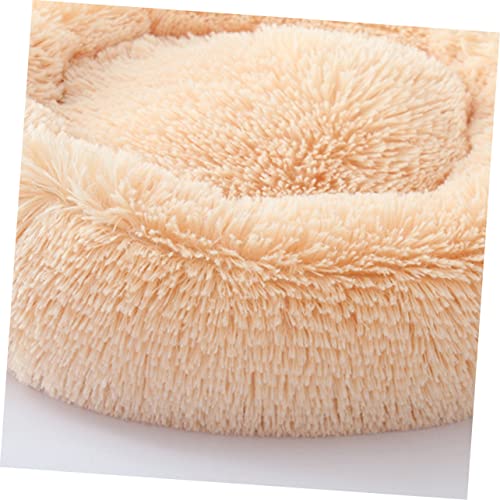 Kisangel Luxus Haustier Bett Runde Donut Katze Hund Kissen Selbst-erwärmung Funktion Größe Beige