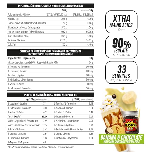 BIG-Proteina-Vegana-de-Soja-en-Polvo-100-Vegetal-para-Masa-Muscular-y-Recuperacion-Enriquecida-con-Aminoacidos-Deliciosos-Sabores-Sin-Lactosa-1Kg-1Kg-Banana-Choco-with-Protein-Pops
