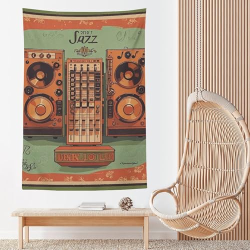 Tapisserie de musique de jazz vintage grande tenture decorative legere pour chambre