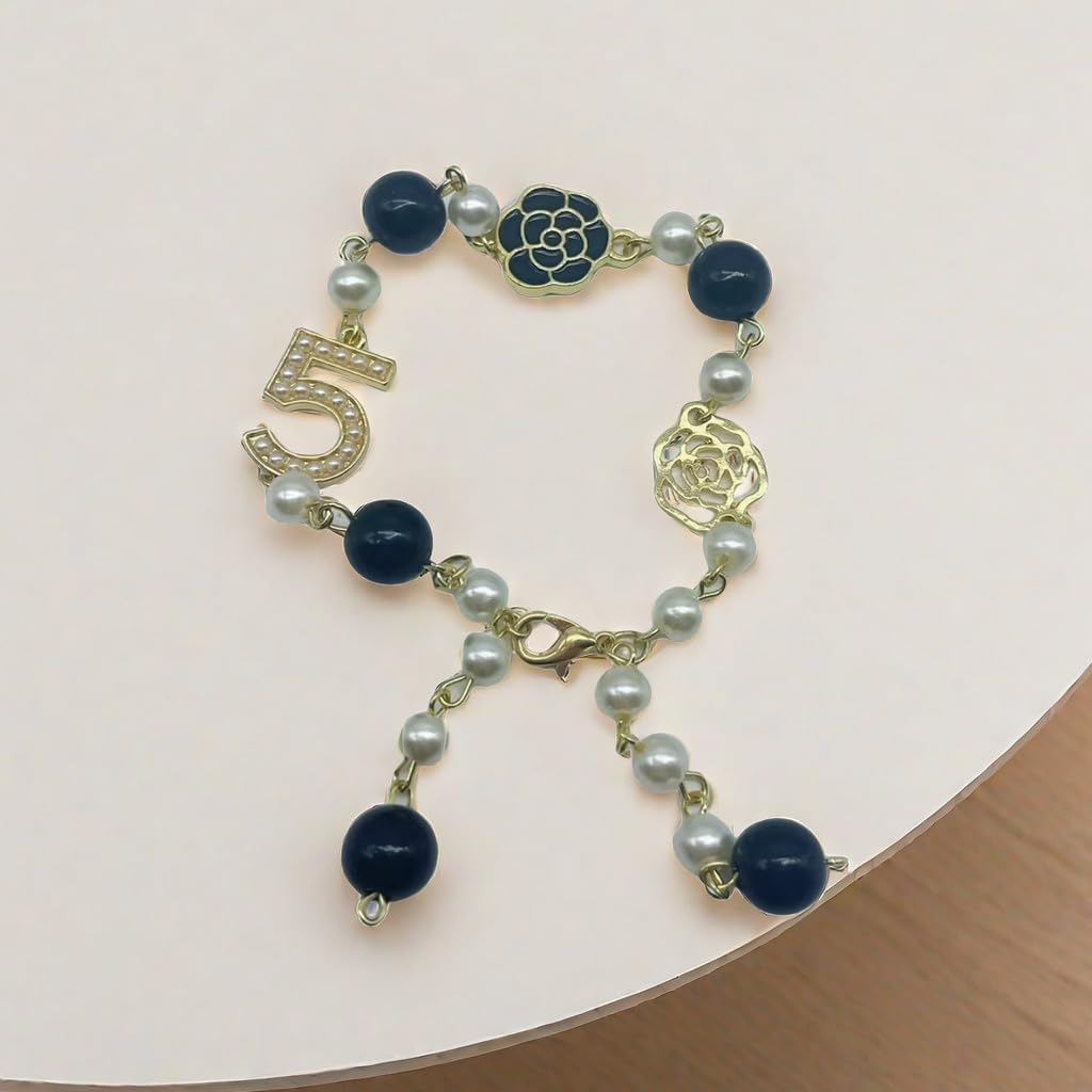 Fashion Pearl Camellia Ladies Bracelet 5 Vintage Bracelet Luxury Jewellery Gifts, white - Image 6