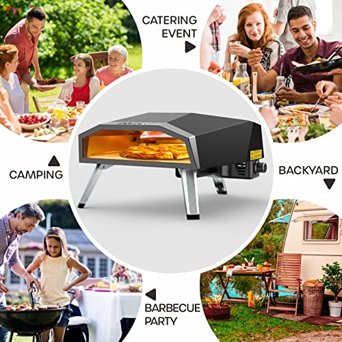 ECOWELL 16 Inch Gas Pizza Oven Outdoor Propane, Large Portable Pizza Ovens with Stone, Stainless Steel Outdoor Pizza Oven for Backyard Party Camping, Fast 10 Min Preheating, 27300 BTU - Image 6