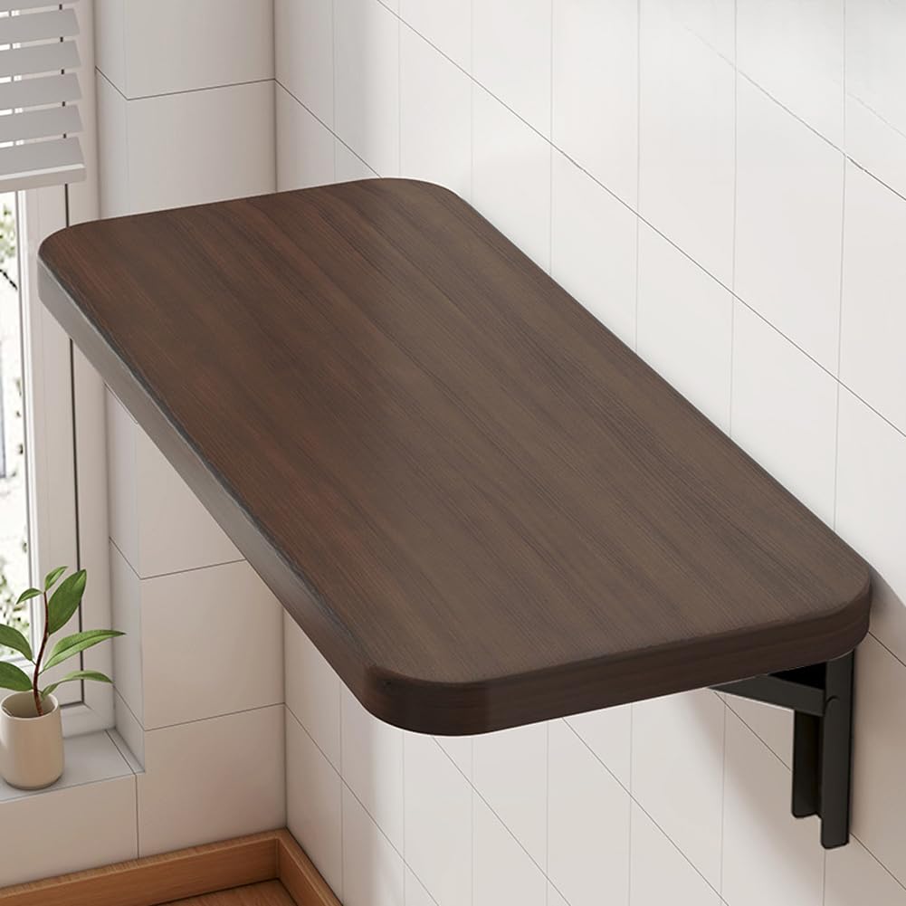 Table pliante murale en noyer gain de place pour petit espace et bureau