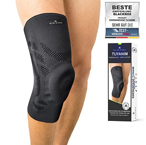 BLACKROX Kniebandage TUYANIM Sport Kraftsport Damen Herren Silikonring leicht Patella Gel Polster...