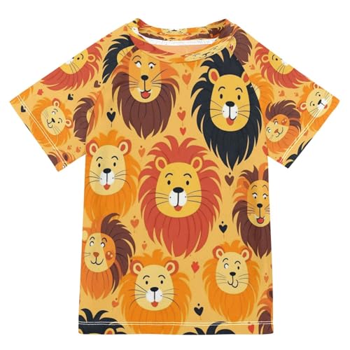 Boys Sun Shirts UV Protection Short Sleeve Rash Guard Swim Shirt Lion Water Shirt Rashguard 4T,9