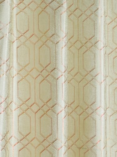 Image of Cortina Striped Light-Filtering Polyester Curtains 7 feet Long Set of 2 for Door [ Opacity: 50-60%, Color: Green, Knitting Foil Curtains -160 GSM ]