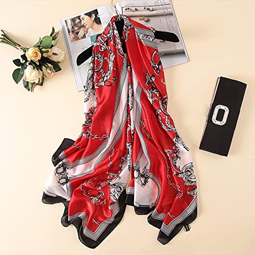 Image of ZDMHSH Fashion Scarves Scarf 100% Silk Feeling Scarf Silk Like Scarves Long Lightweight Sunscreen Shawls for Women