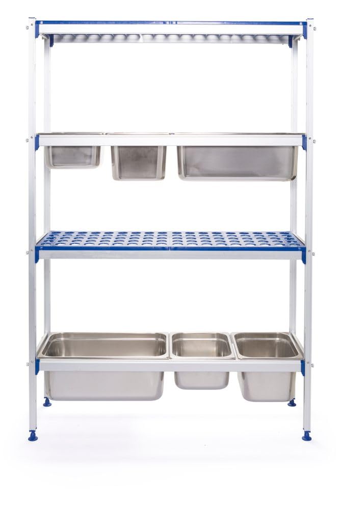 HENDI Regalsystem für GN-Behälter, max. 150 kg pro Boden, 112 x 355 x (H) 1685 mm