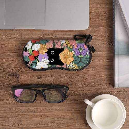 Image of Sunglasses Soft Case, Cute Ultra Light Portable Neoprene Zipper Eyeglass Glasses Case with Belt Clip for Men Women
