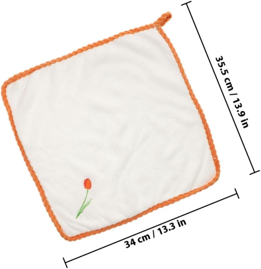 2pcs Hanging Hand Towels Set Absorbent Quick-Dry Kitchen and Bathroom Towels with Tulip Embroidery Thick Cotton Fabric for Home Use