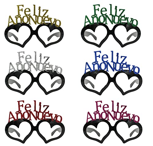 Carnavalife Gafas de Navidad Brillo 2026 de Año Nuevo, Marcos Lindos Divertidos Photocall para Fiestas, Accesorios para Disfraces de Nochevieja Navidad y Año Nuevo (02900/Pack 6pcs)