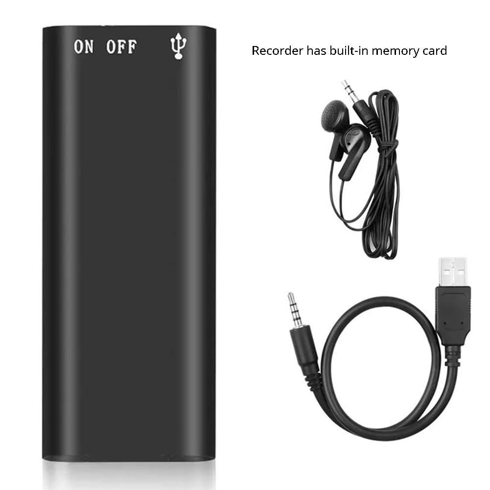 Cyfrowy dyktafon, odtwarzacz MP3, profesjonalny rejestrator audio aktywowany głosem, czarny, 192 kb/s WAV, rejestrator audio 16 GB