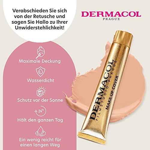 Dermacol Make-up Cover – stark deckende, wasserfeste Foundation mit LSF 30, Hellbeige-Aprikose 207, 30 g – Bild 6