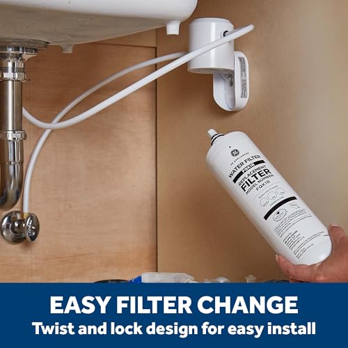 Image of GE Single Stage Under Sink Water Filtration System, Reduces 95+ Impurities Including Lead, Chlorine, Arsenic, & PFOA /PFOS, Easy Installation with Included Kit, Twist & Lock Design, GXK140TNN