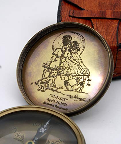 Brújula grabada con cita de Robert Browning miniatura 4
