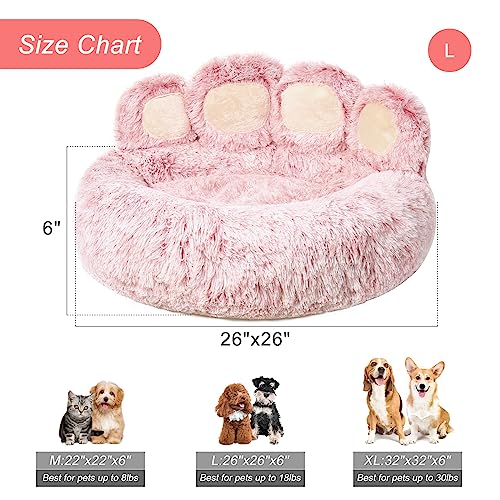 Jiupety Round Hundebett Flauschig von Pfote Form, Donut Hundebetten, Hundebett Kleine Hunde Größe 66cm, Dog Bed Bequem und Weich, Hundebettn Waschbar, Rosa