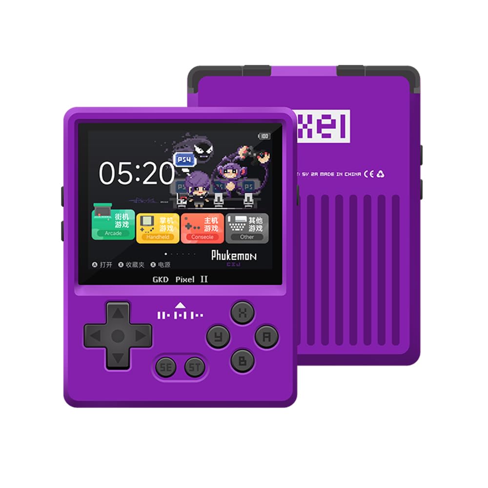 GKD Pixel II RK3326S Whatsko レトロポータブルゲーム機 CNCアルミニウム金属制携帯ゲーム機 OpenSourceシステム 2.4インチフルIPSスクリーン 64GB 紫