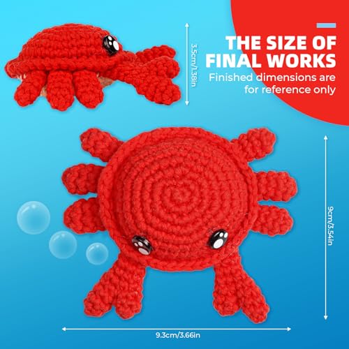 Image of iptek Crochet Kit for Beginners, Learn to Crochet, Include Easy Knitting Soft Yarn, Step-by-Step Video Tutorial, Hook, Holiday Birthday Gift for Adults and Kids(2 Pack Crab)