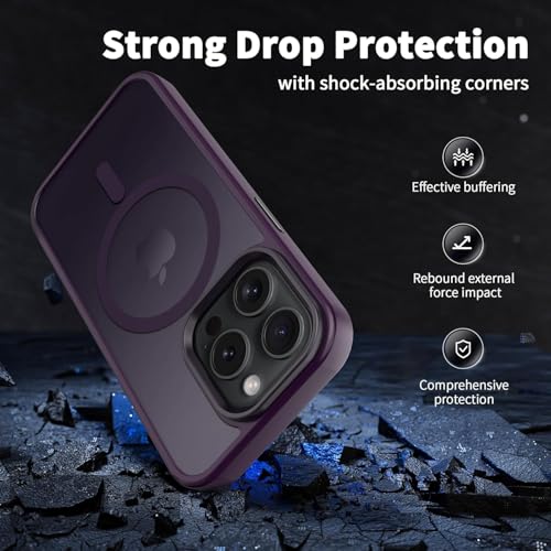 Image of iPhone 15 pro Max Magsafe Hard Back Case | Matte Design & 360 Protection | Military-Grade Apple iPhone 15 pro Max Cover | Strong Magnet Back - Purple
