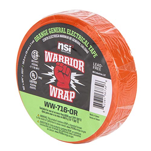 Image of WarriorWrap General 3 /4 in. x 60 ft. 7 mil Vinyl Electrical Tape, Orange