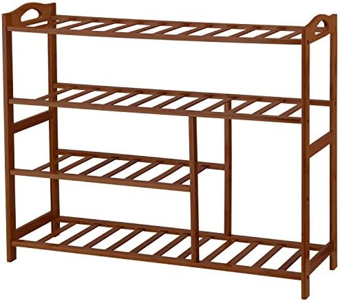Ollieroo Bamboo 4-Tier Shoe Rack 10-13 Pairs Entryway Shoe Shelf Storage Organizer (Brown)