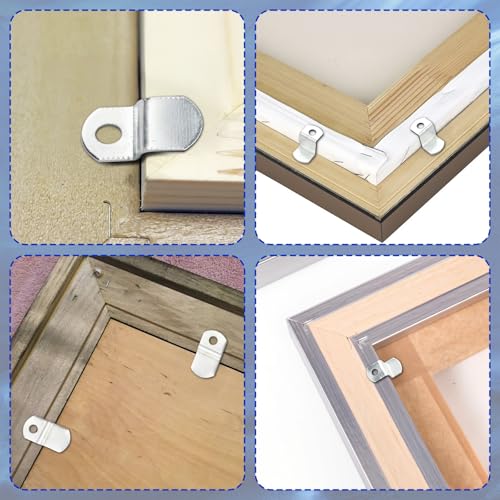 Image of Offset Canvas-Clips for Picture Framing - 40 pcs Heavy Duty Photo Frame & Painting Clamps with 20 Screws, Silver Photo Frame Clips Offset Mirror Clamps Clips(5 Pcs Each of 1 /8 inch, 1 /4 inch, 3 /8 inch, 1 /2 inch )