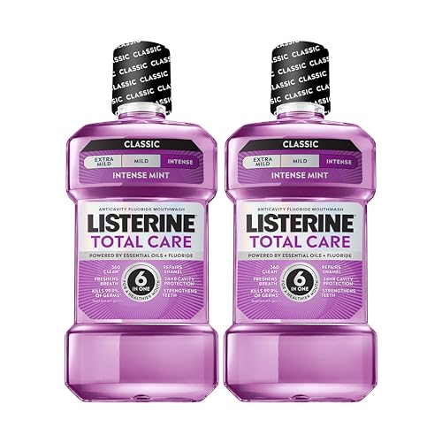 Listerine Total Care Anticavity Fluoride Mouthwash, 6-in-1 Rinse Helps Kill 99% of Bad Breath Germs,...