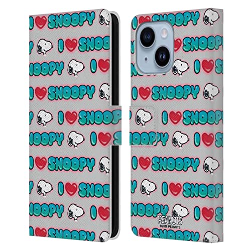 Étui portefeuille en cuir Apple iPhone 14 Plus Peanuts Snoopy antichoc