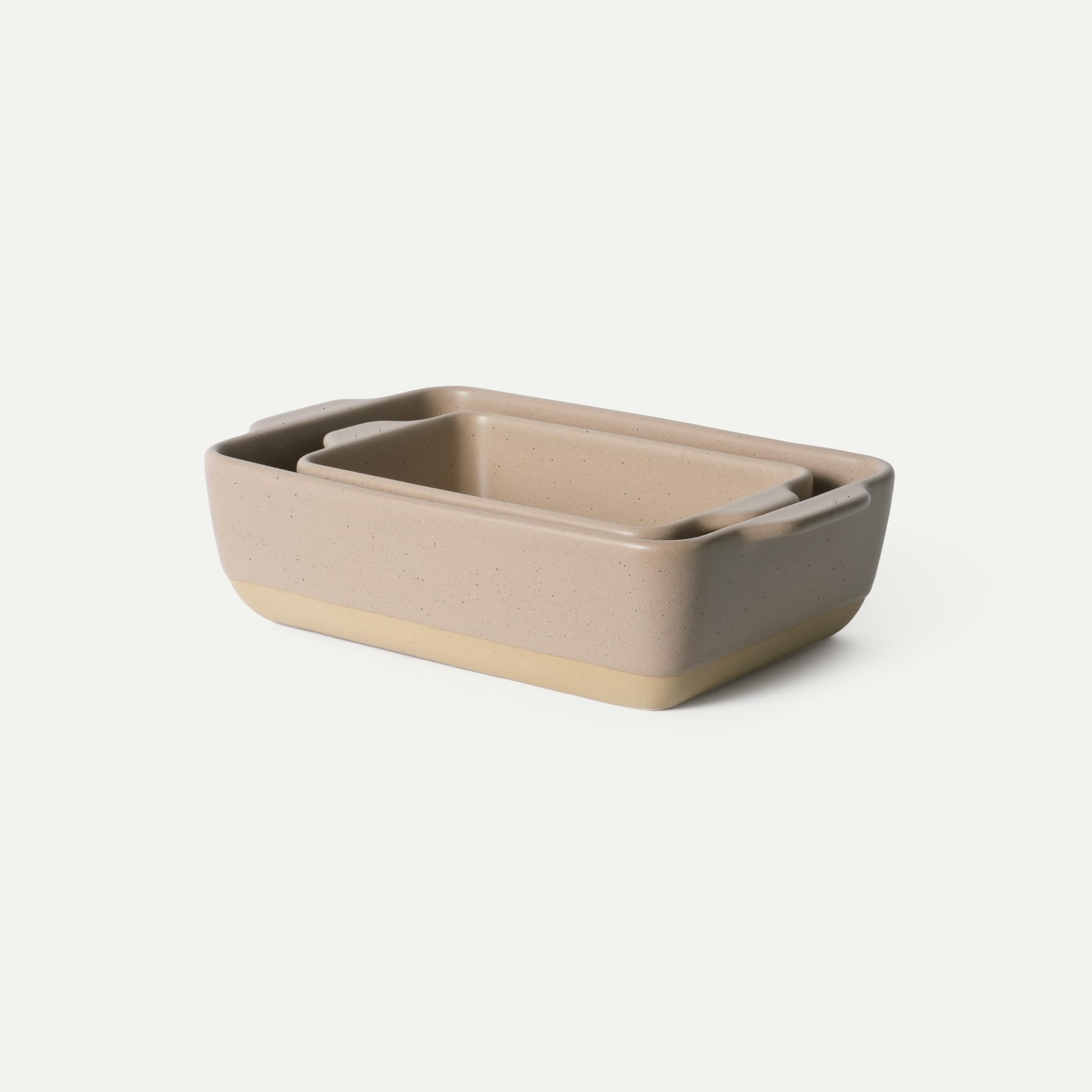 Mora Ceramic Set of 2 Baking Dishes For Casserole, Banana Bread, Brownies, Broiling, Roasting, and Baking. 7x11 in and Loaf Pans - Porcelain Serving Bakeware from Oven to Table. Freezer Safe - Mushroom