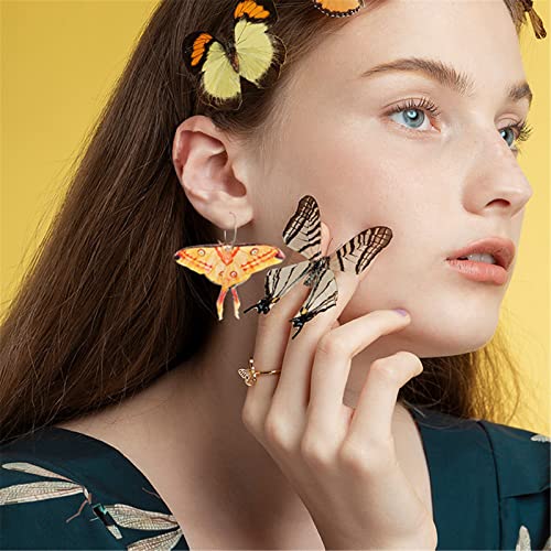 WCRAZYE Colorful Moon Butterfly Moth Dangle Earrings for Women Statement Fashion Earrings Elegant Unique Animal Acrylic Earrings Cute Insect Funny Jewelry4