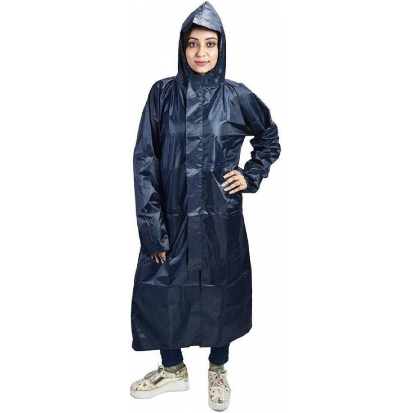 vordvigo Women's Solid Rain Coat/Overcoat with Hoods and Side Pockets, 100% Waterproof Raincoat for Women, Size-Free, Color-Blue-picture-30