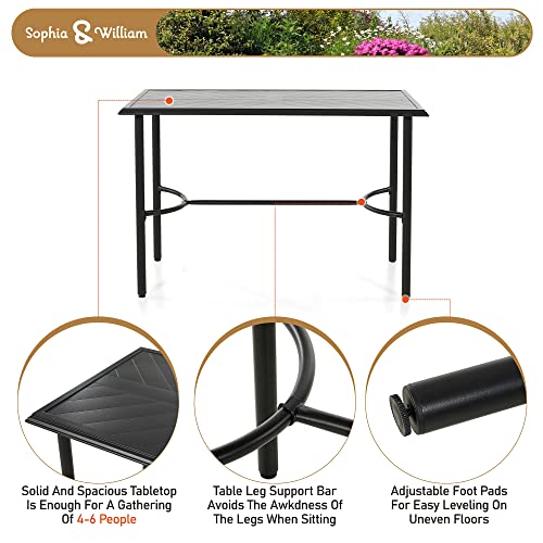 Sophia & William Outdoor Patio Bar Table Metal Bar Height Table Rectangular Dining Table For Garden, Backyard, Lawn And Poolside #TOP5