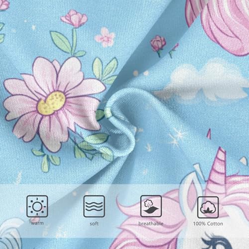 Wusikd Cute Unicorns Boys' Underwear Cotton Flowers Blue Boys Briefs Soft Toddler Underwear 2T3